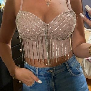 LAST CHANCE Mauve Jeweled Bustier Crop Top